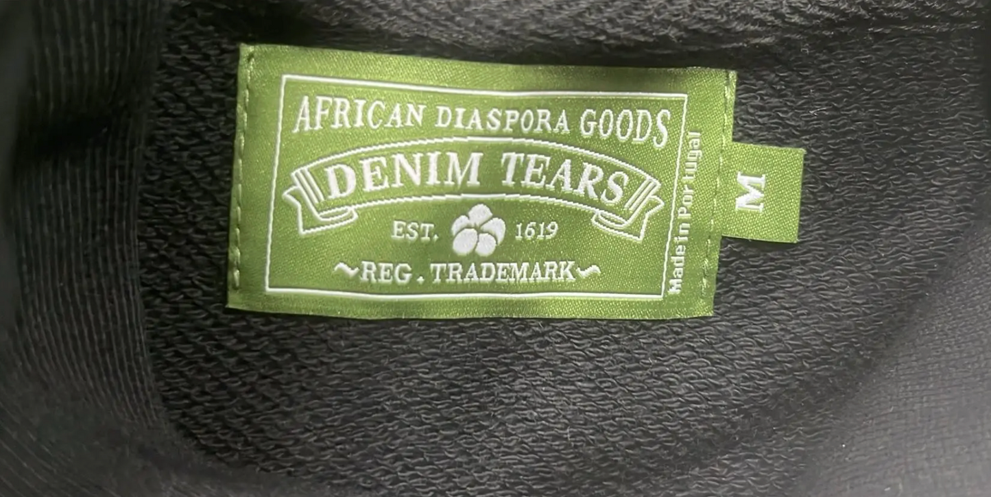 Sudadera Denim Tears Negra con Flores Blancas